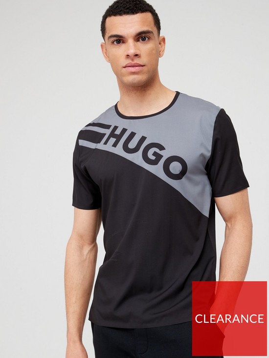 front image of hugo-active-dao_x-t-shirt-black