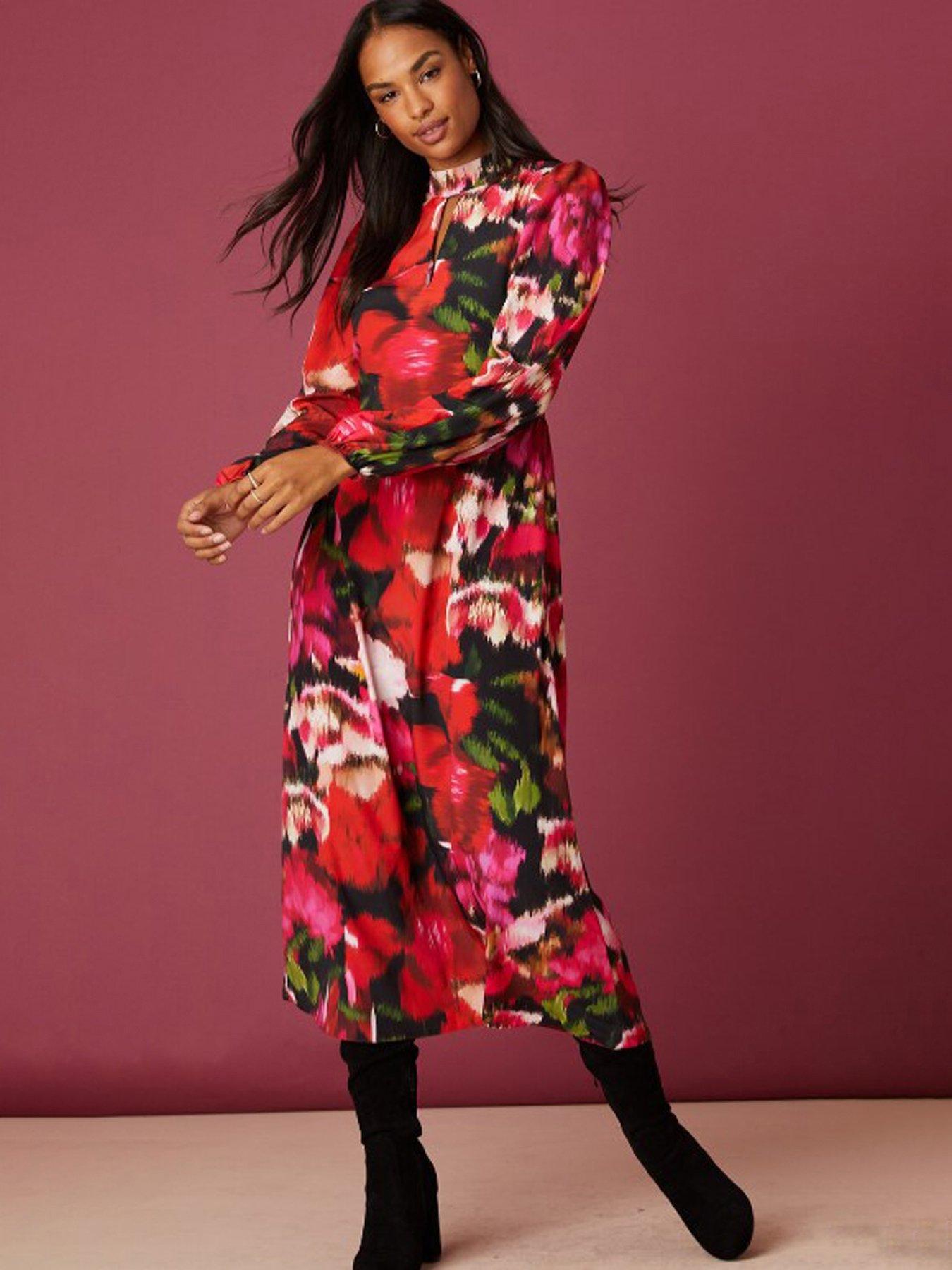 Floral keyhole clearance dress