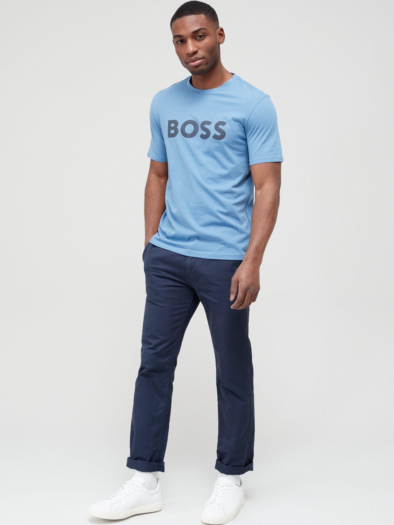 Image 3 of 4 of BOSS Thinking 1 Regular Fit T-Shirt-Light/Pastel Blue