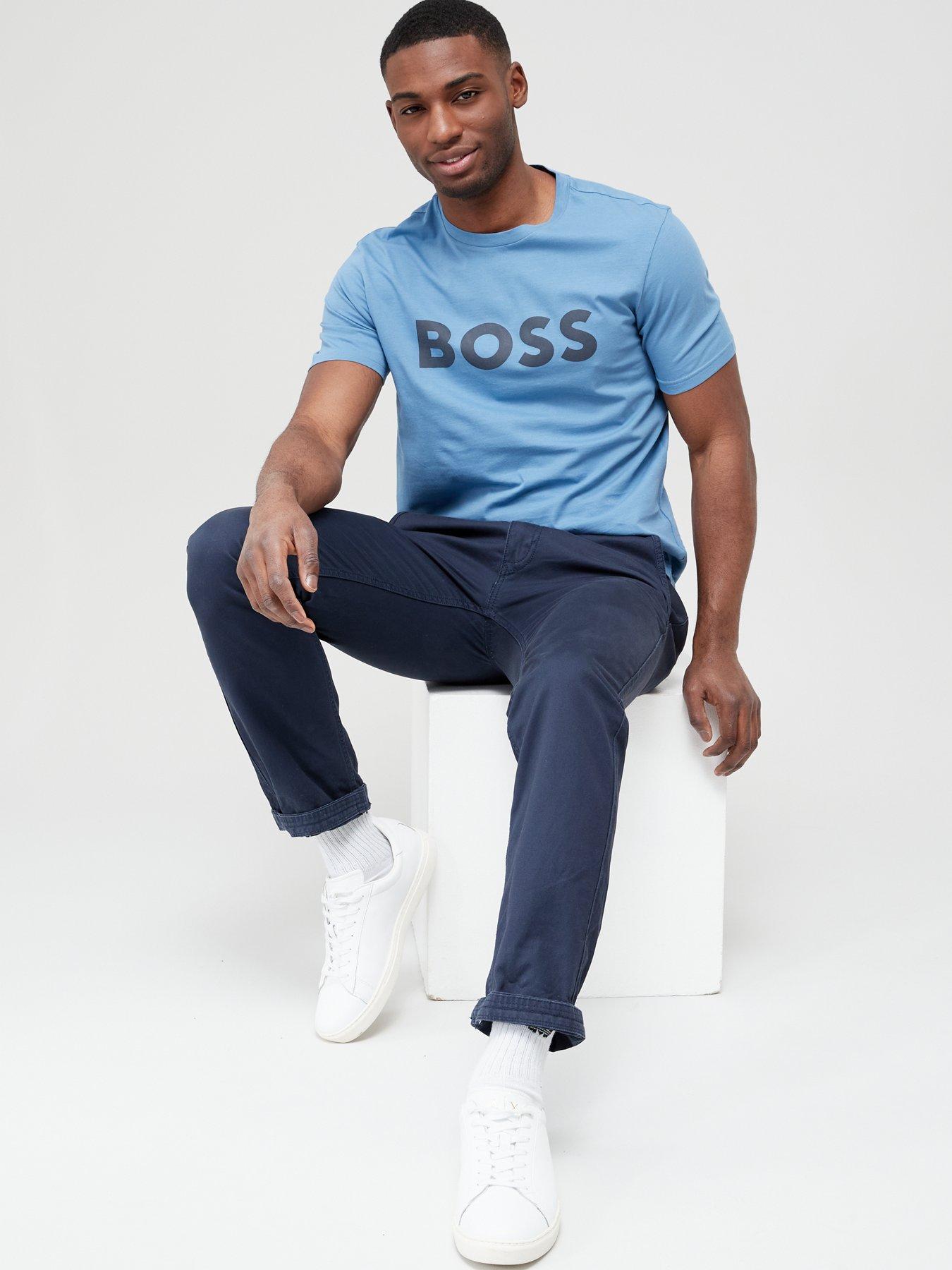 Image 4 of 4 of BOSS Thinking 1 Regular Fit T-Shirt-Light/Pastel Blue