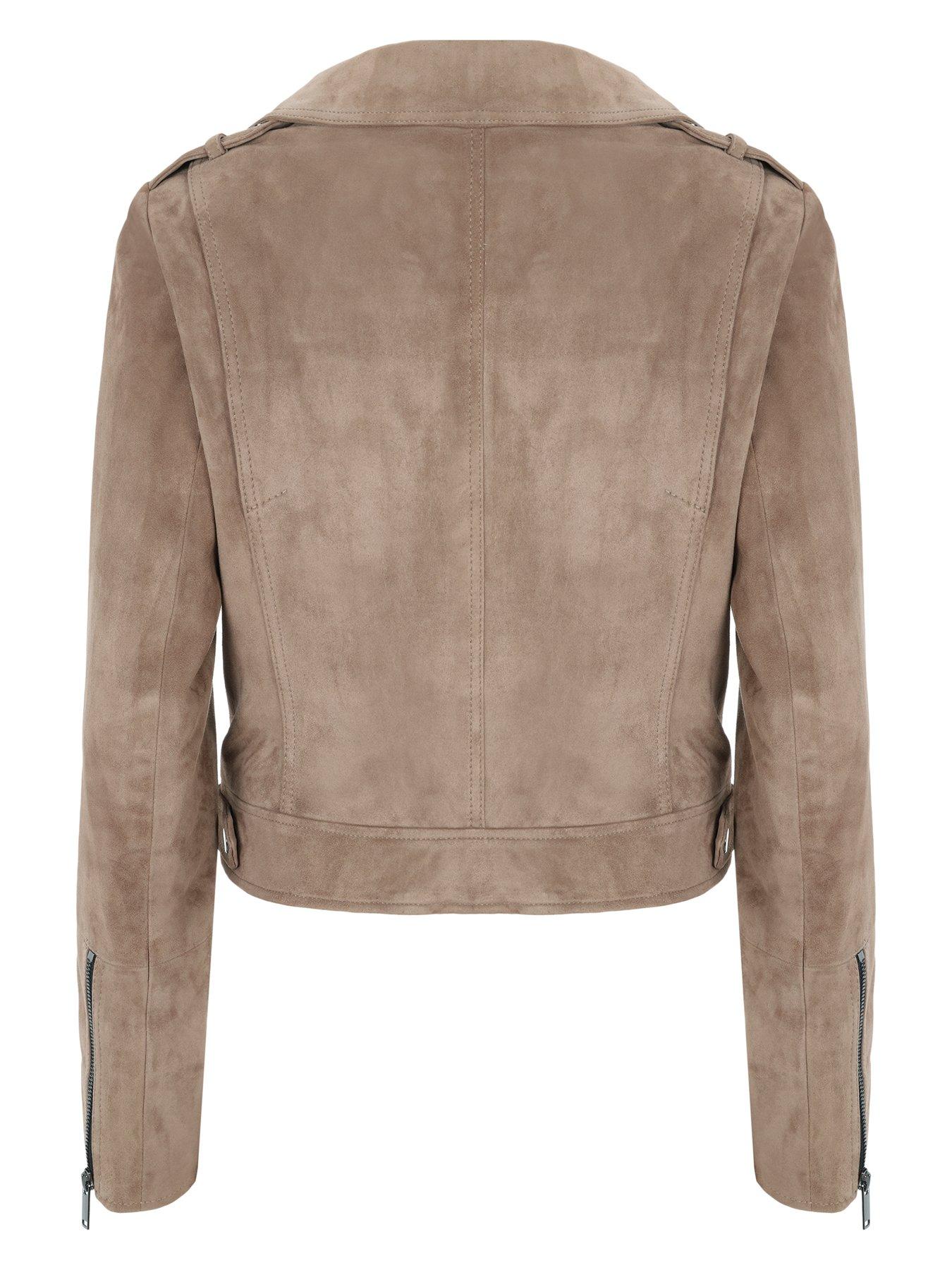 Mint Velvet Suede Biker Jacket Brown very.co.uk