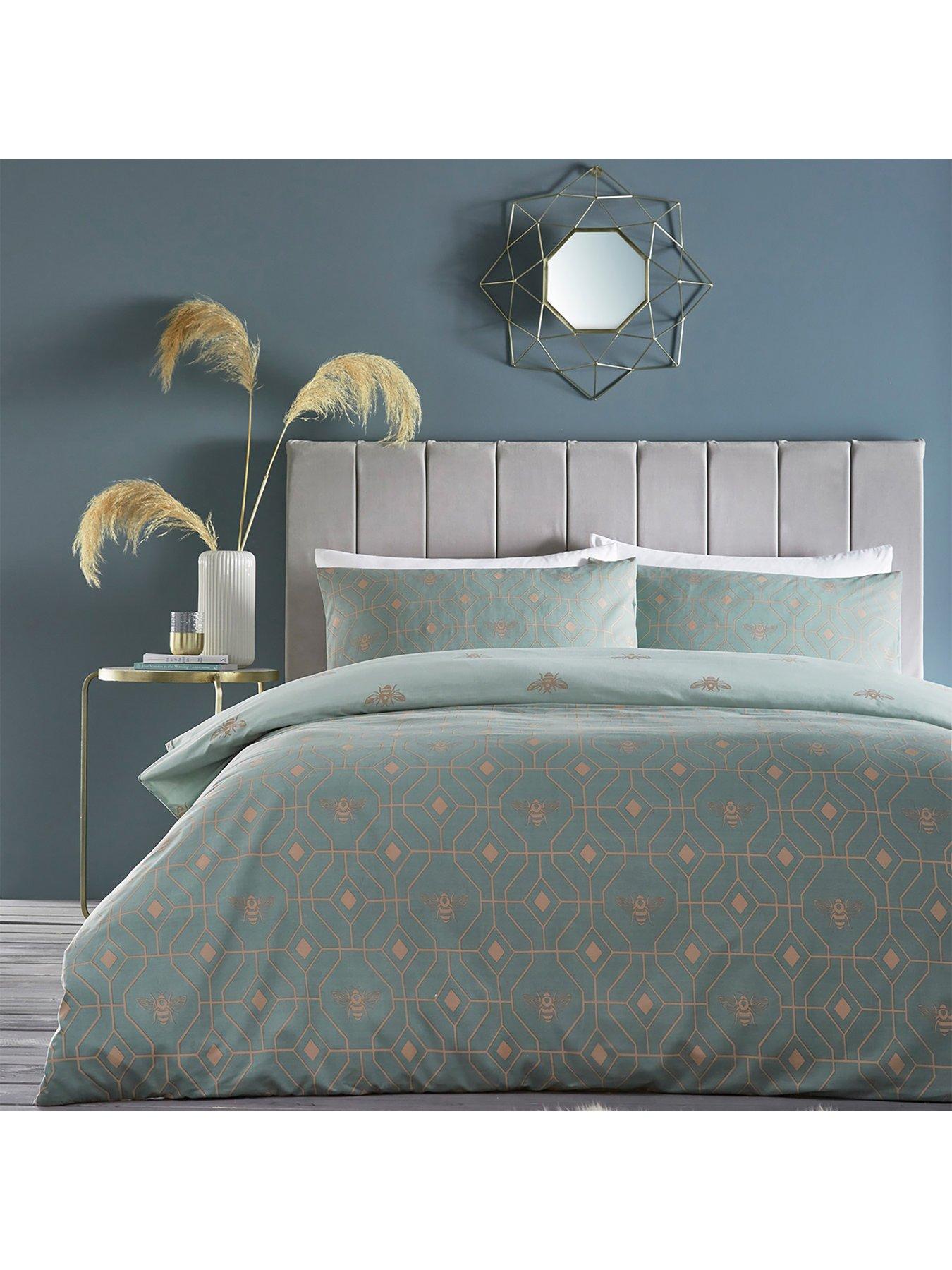 Product photograph of Furn Bee Deco Duvet Cover Set - Sage Green from very.co.uk