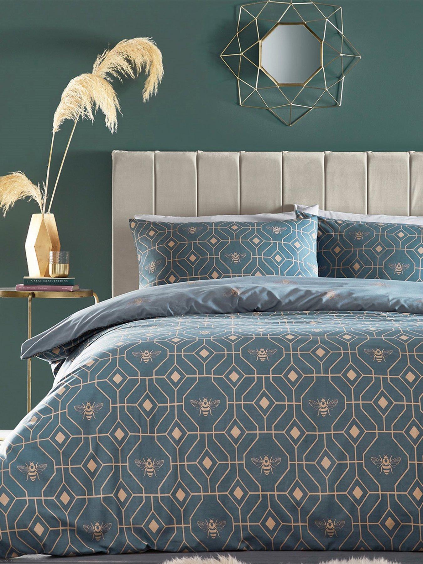 Product photograph of Furn Bee Deco Duvet Cover Set - French Blue from very.co.uk