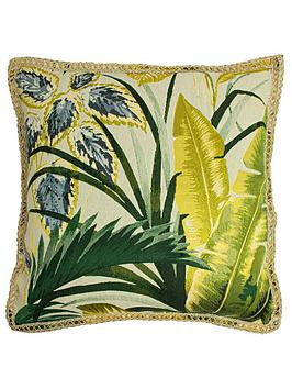Product photograph of Furn Amazonia Feather Filled Cushion - Green from very.co.uk