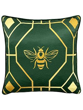 Product photograph of Furn Bee Deco Emerald Feather Filled Cushion from very.co.uk