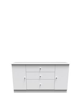 Product photograph of Swift Verve Ready Assembled 2 Door 3 Drawer Sideboard - White from very.co.uk