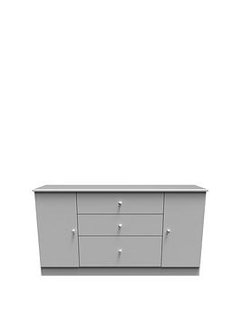 Product photograph of Swift Verve Ready Assembled 2 Door 3 Drawer Sideboard - Grey from very.co.uk