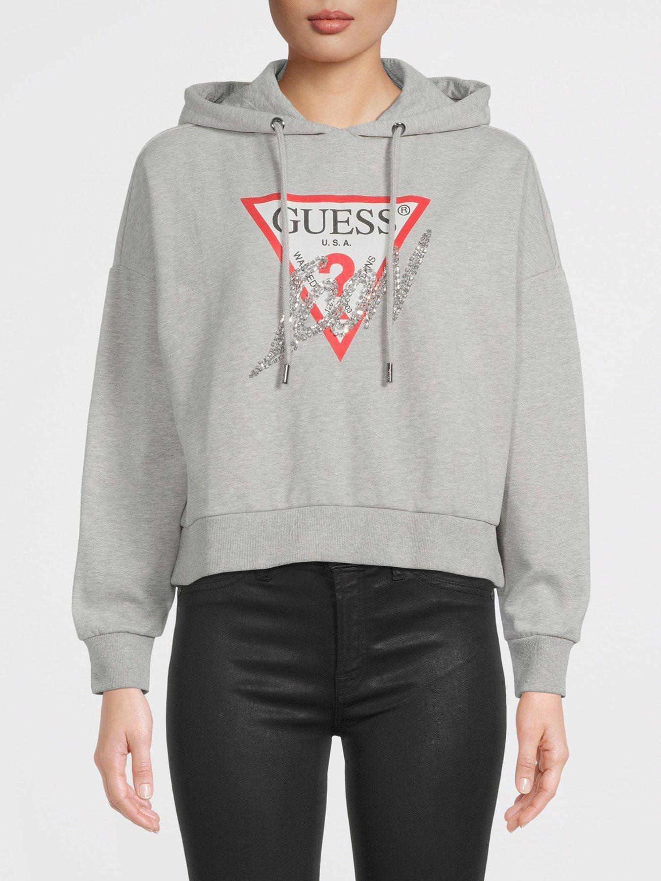 Grey guess hoodie hotsell