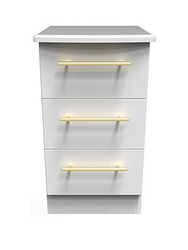 Product photograph of Swift Newton Ready Assembled 3 Drawer Bedside Chest from very.co.uk