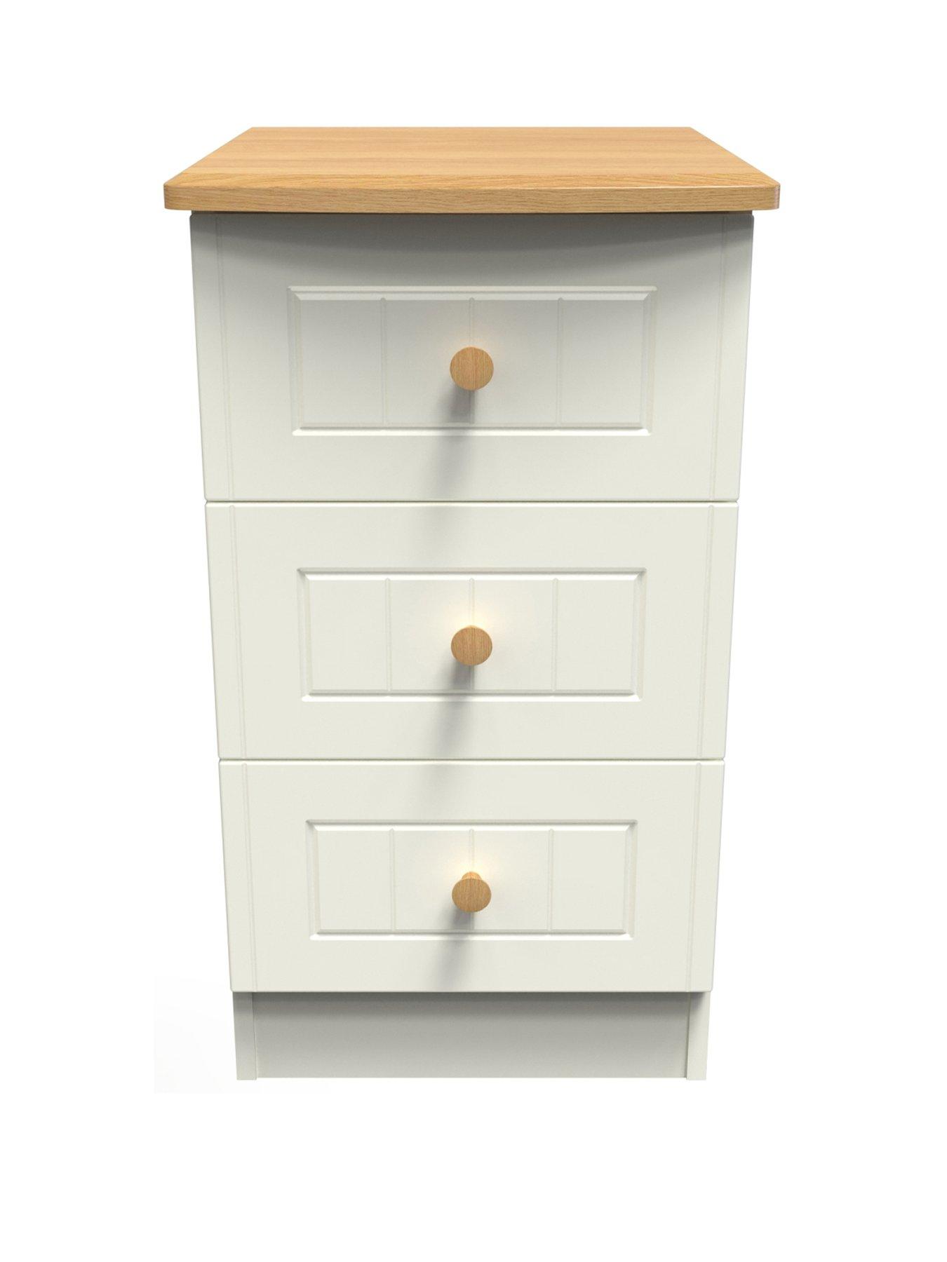Product photograph of Swift Grove Ready Assembled 3 Drawer Bedside Chest from very.co.uk