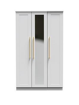 Product photograph of Swift Newton Part Assembled 3 Door Mirrored Wardrobe from very.co.uk