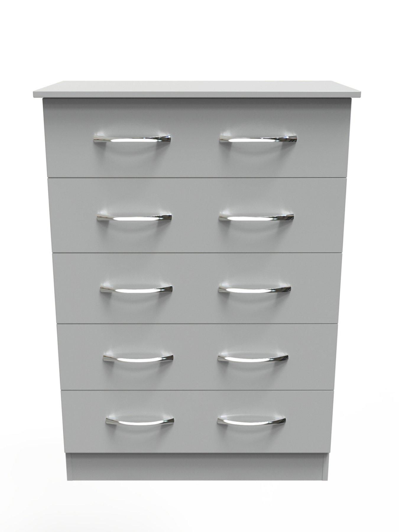Image 4 of 6 of SWIFT Elton&nbsp;Ready&nbsp;Assembled 4 Piece Package - 2 Door Wardrobe, 5 Drawer Chest and 2 Bedside Chests&nbsp;- FSC&reg; Certified