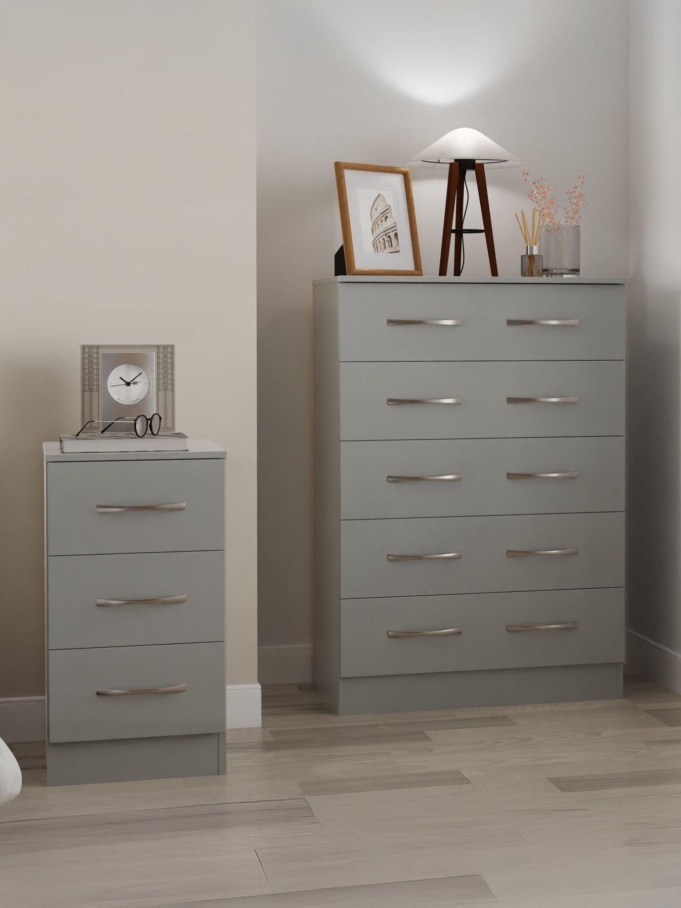 SWIFT Elton 3 Piece Ready Assembled Package - 5 Drawer Chest and 2 Bedside Chests - FSC® Certified