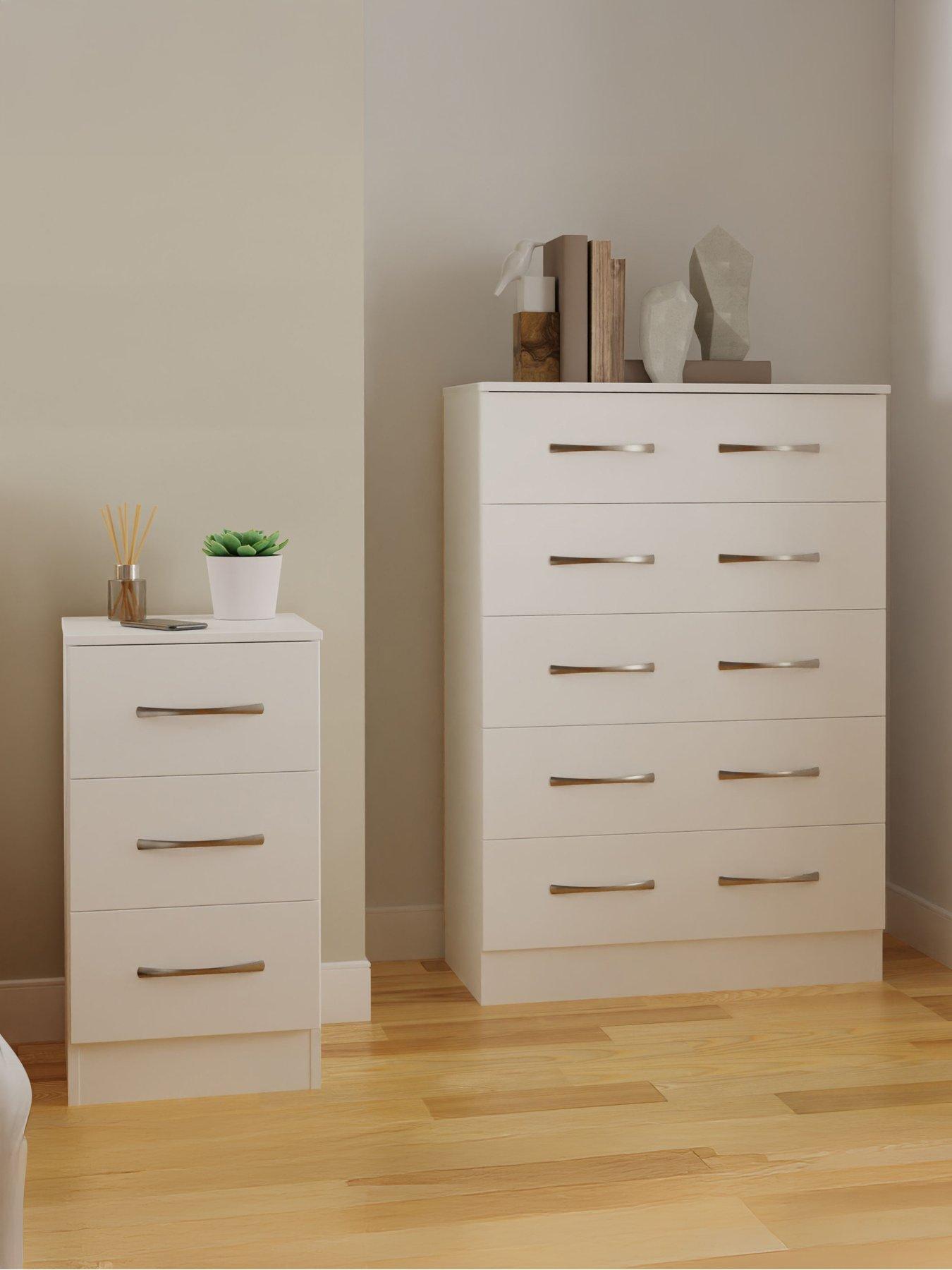 SWIFT Elton 3 Piece Ready Assembled Package - 5 Drawer Chest and 2 Bedside Chests - FSC® Certified