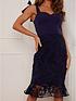  image of chi-chi-london-chi-chi-tie-strap-embroidered-bodycon-dress-in-navy