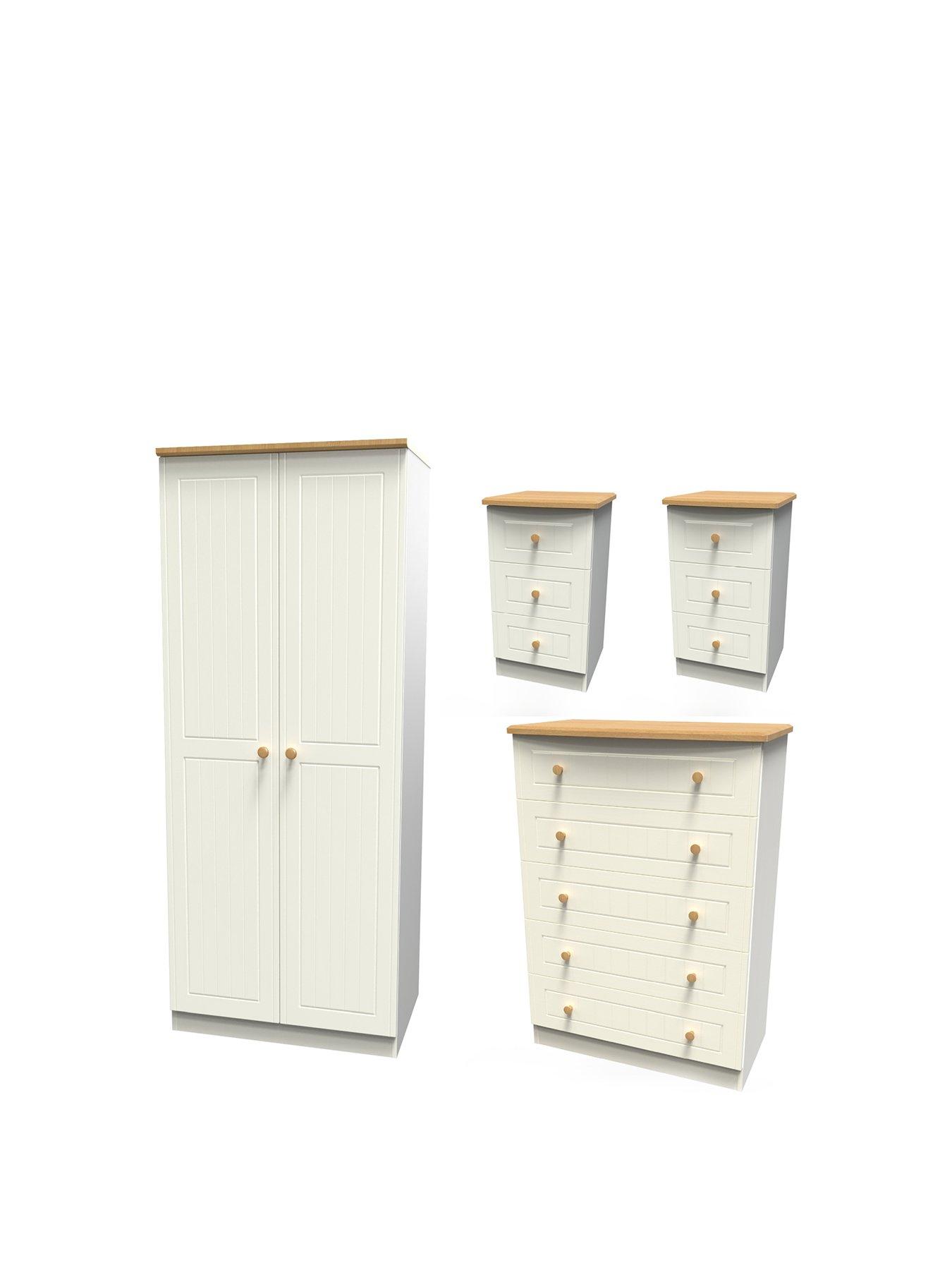 Product photograph of Swift Grove Ready Assembled 4 Piece Package - 2 Door Wardrobe 5 Drawer Chest And 2 Bedside Chests from very.co.uk