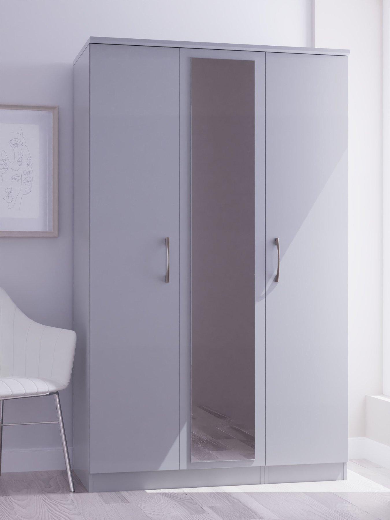 undefined Elton Part Assembled 3 Door Mirrored Wardrobe - FSC® Certified