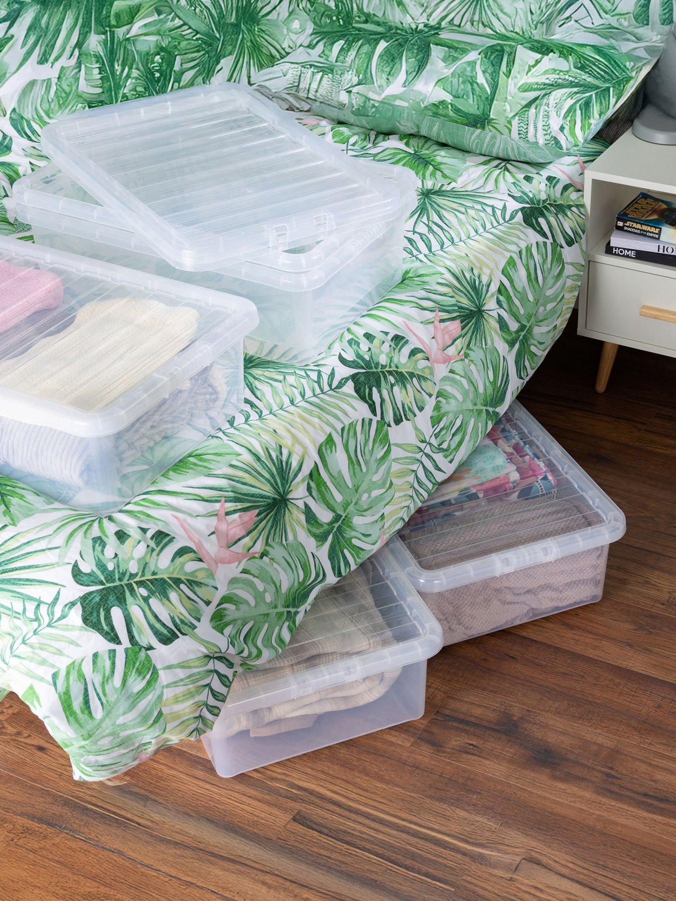 Wham Set of 5 Clear Crystal Plastic Storage Boxes – 32 litres each