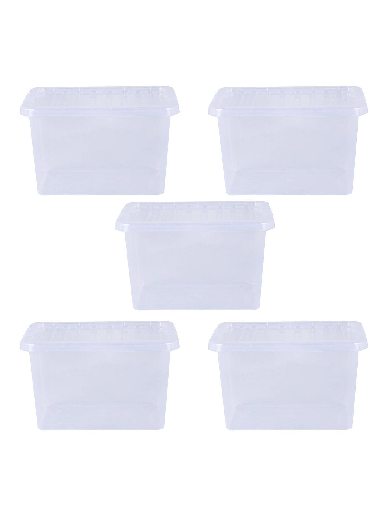 Image 4 of 5 of Wham Set of 5 Clear Crystal Plastic Storage Boxes &ndash; 25 litres each