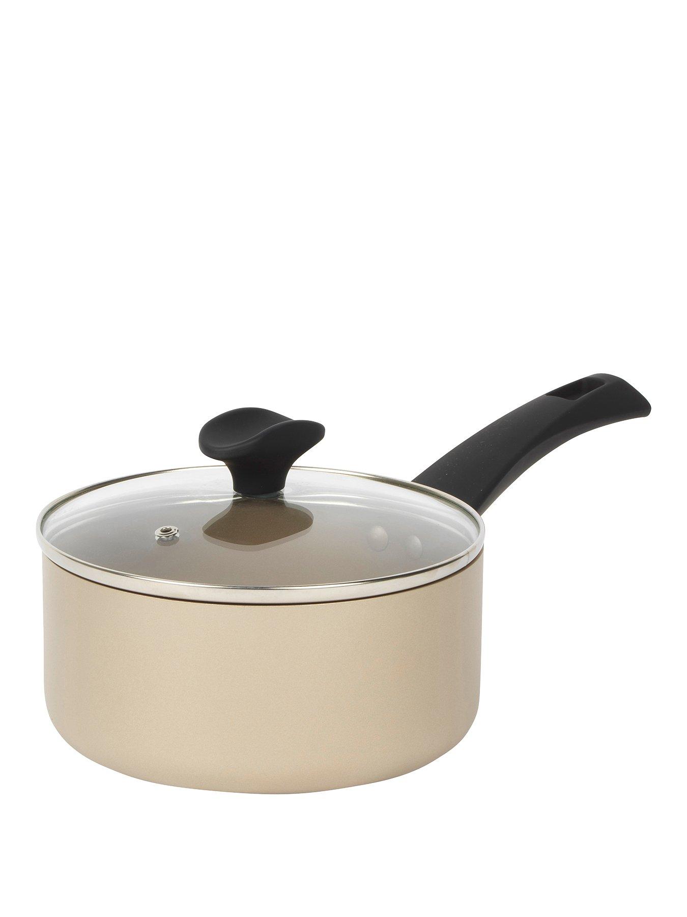 Product photograph of Salter Olympus 18 Cm Saucepan With Tempered Glass Lid from very.co.uk