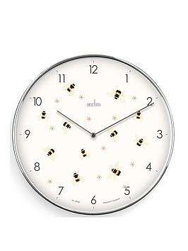 Product photograph of Acctim Clocks Bees Print Chromed Frame Wall Clock from very.co.uk