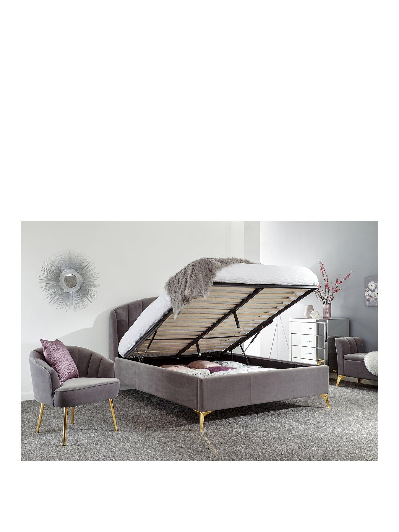 Image 2 of 7 of GFW Pettine End Lift Up Ottoman Storage Bed with Sleepycastle Mattress Options (Buy &amp; SAVE!) - Grey