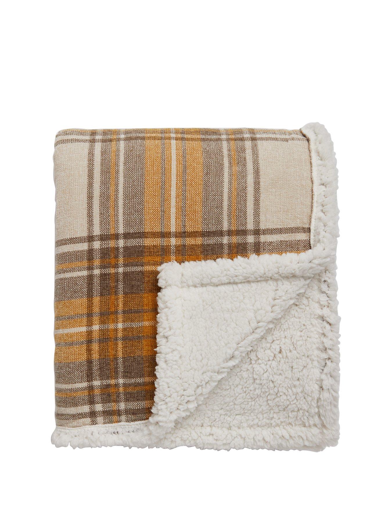 undefined Chenille Check With Sherpa Throw - Grey