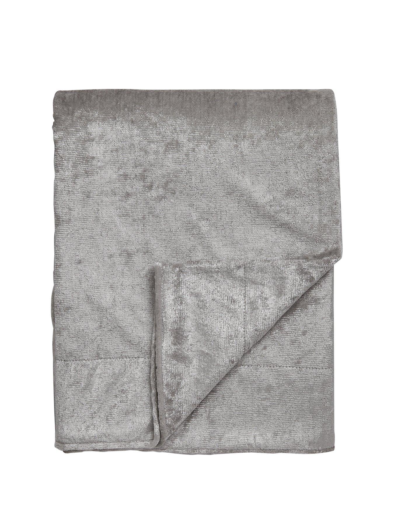 Silver crushed velvet throw sale