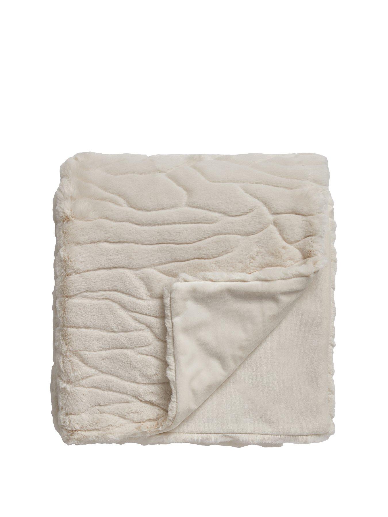 Product photograph of Very Home Bergen Faux Fur Throw - Cream from very.co.uk