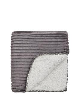 Product photograph of Very Home Ribbed Velour Sherpa Throw - Grey from very.co.uk
