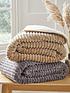  image of very-home-ribbed-velour-sherpa-throw-grey