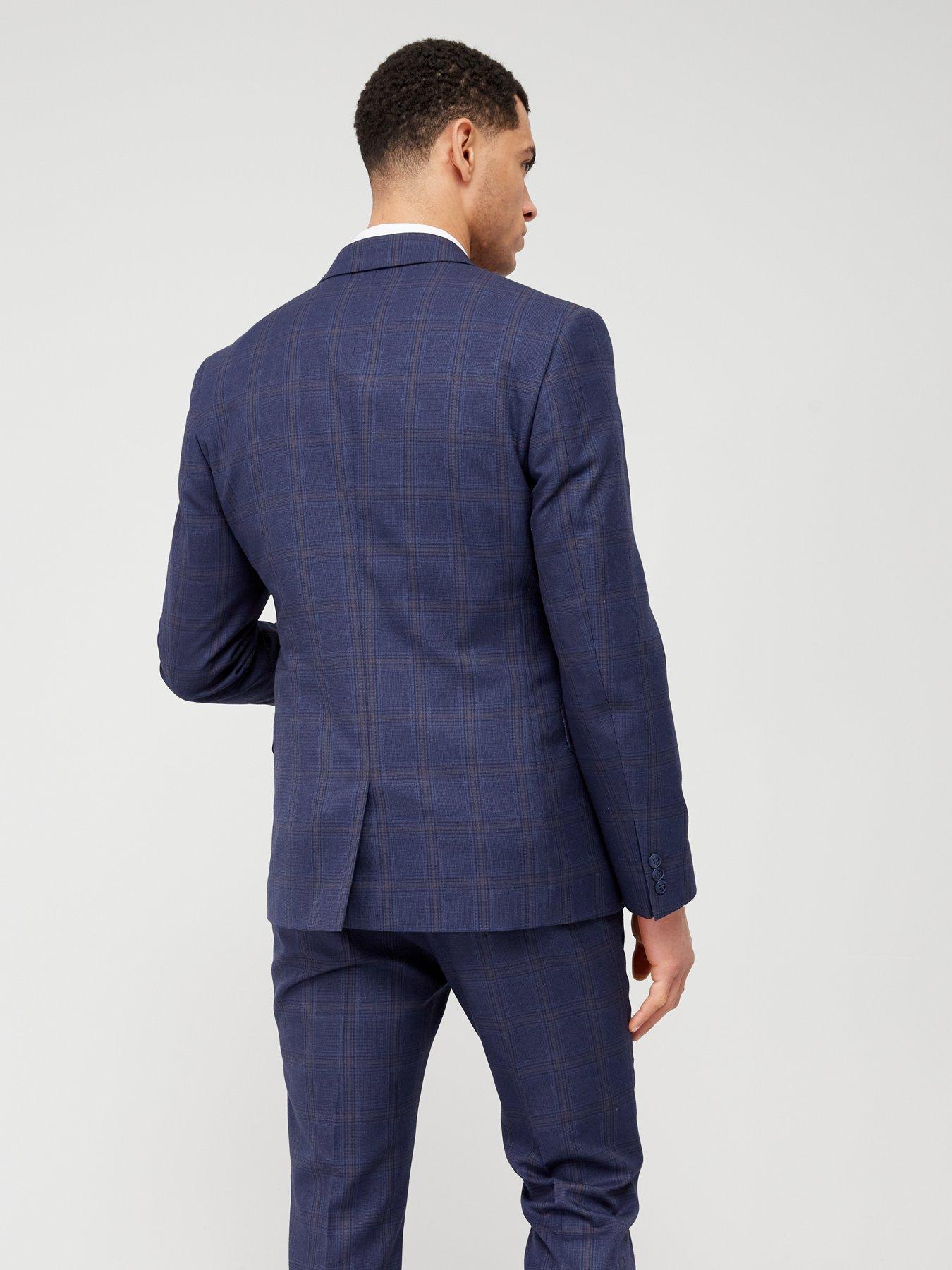 Image 2 of 6 of Very Man Check Slim Fit Suit Jacket - Navy