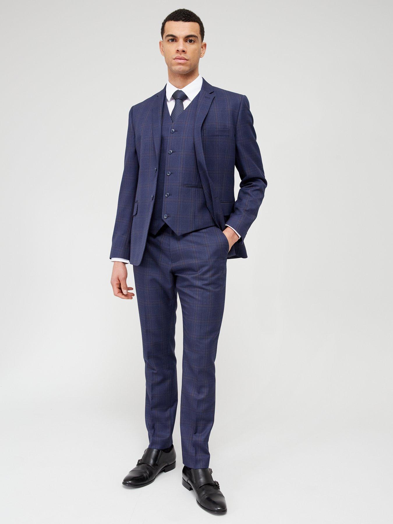 Image 3 of 6 of Very Man Check Slim Fit Suit Jacket - Navy