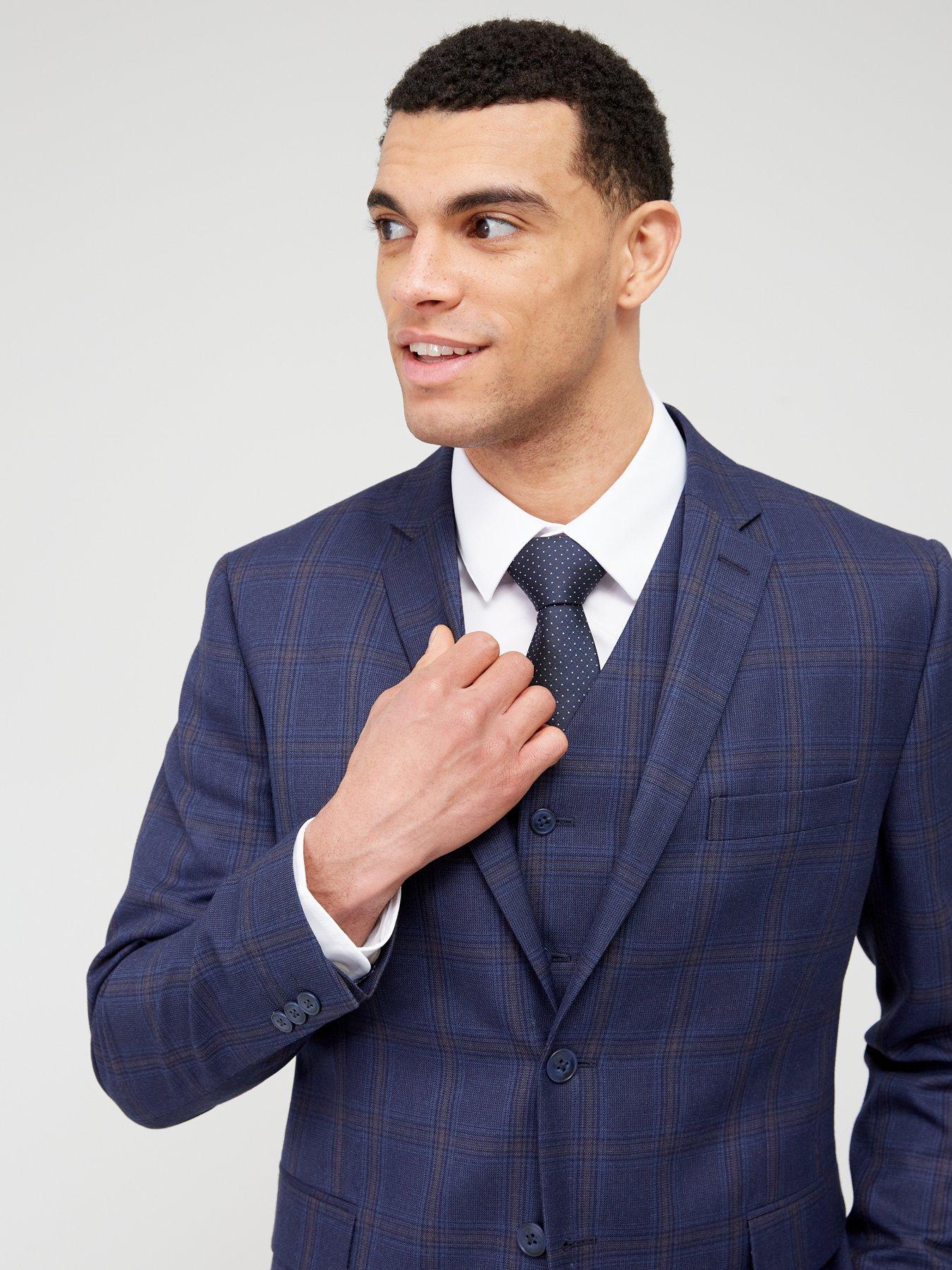 Very Man Check Slim Fit Suit Jacket - Navy | Very.co.uk