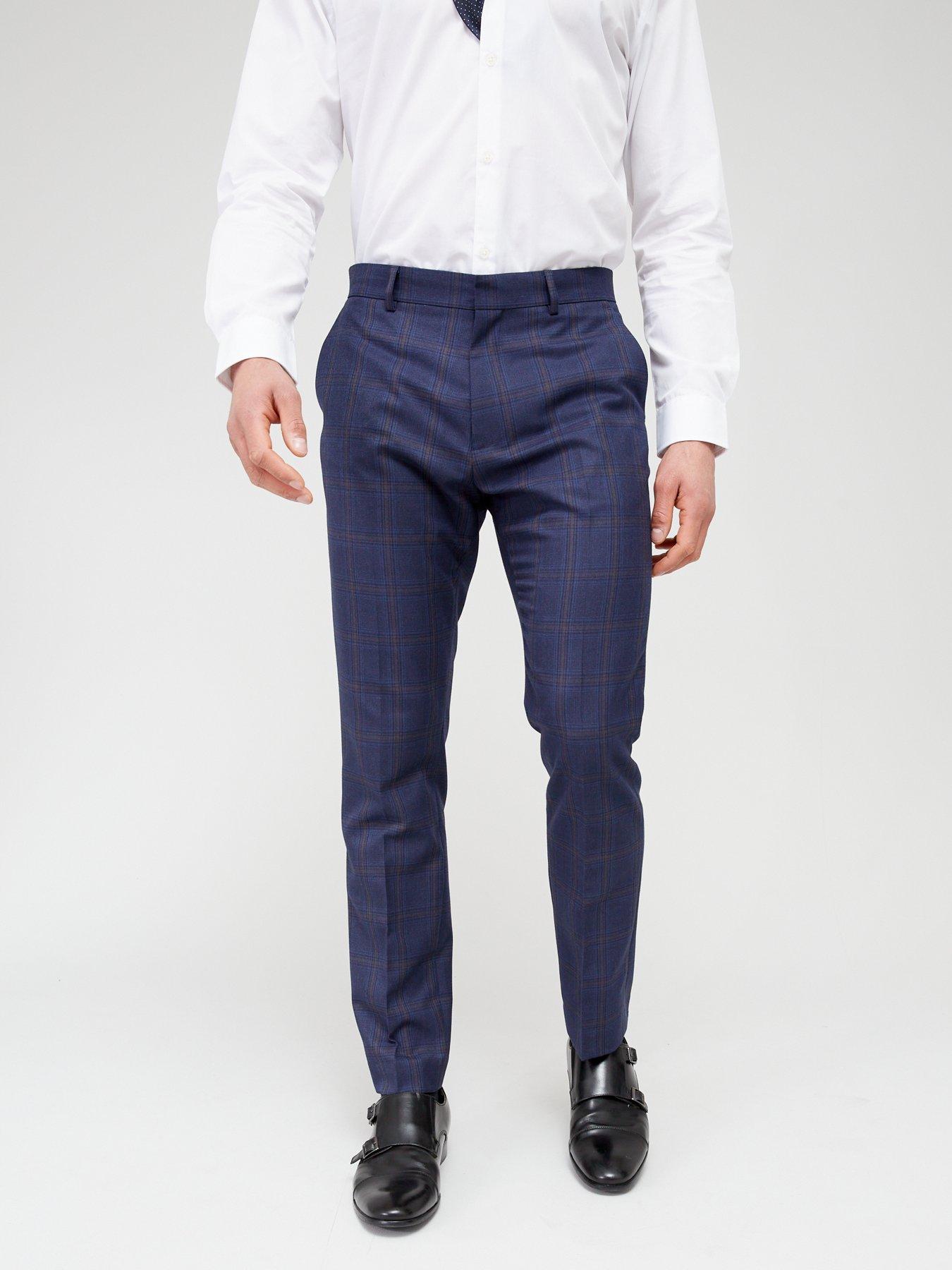 Smart checkered mens on sale trousers