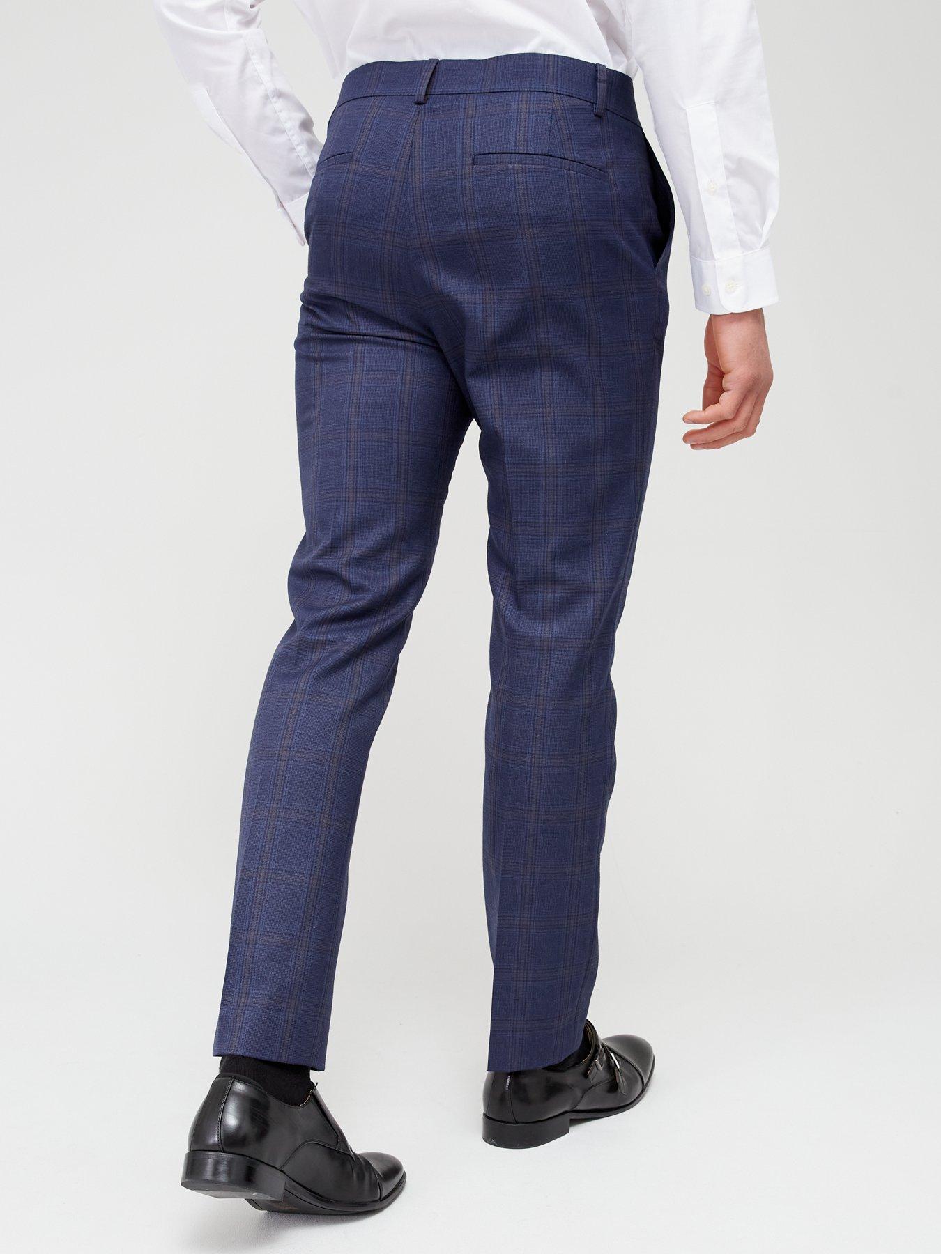 Image 2 of 4 of Very Man Check Suit Trousers - Navy