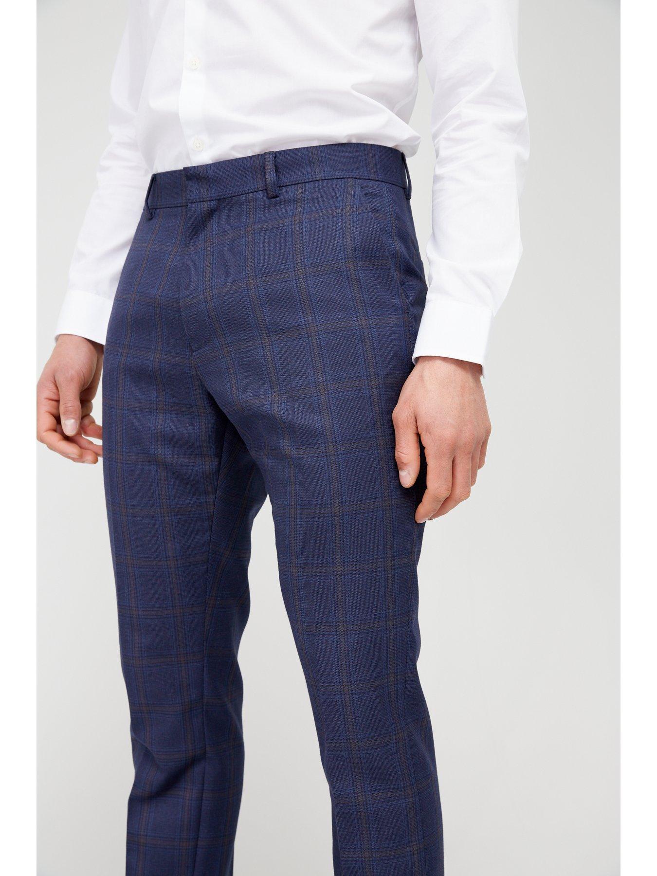 Image 4 of 4 of Very Man Check Suit Trousers - Navy