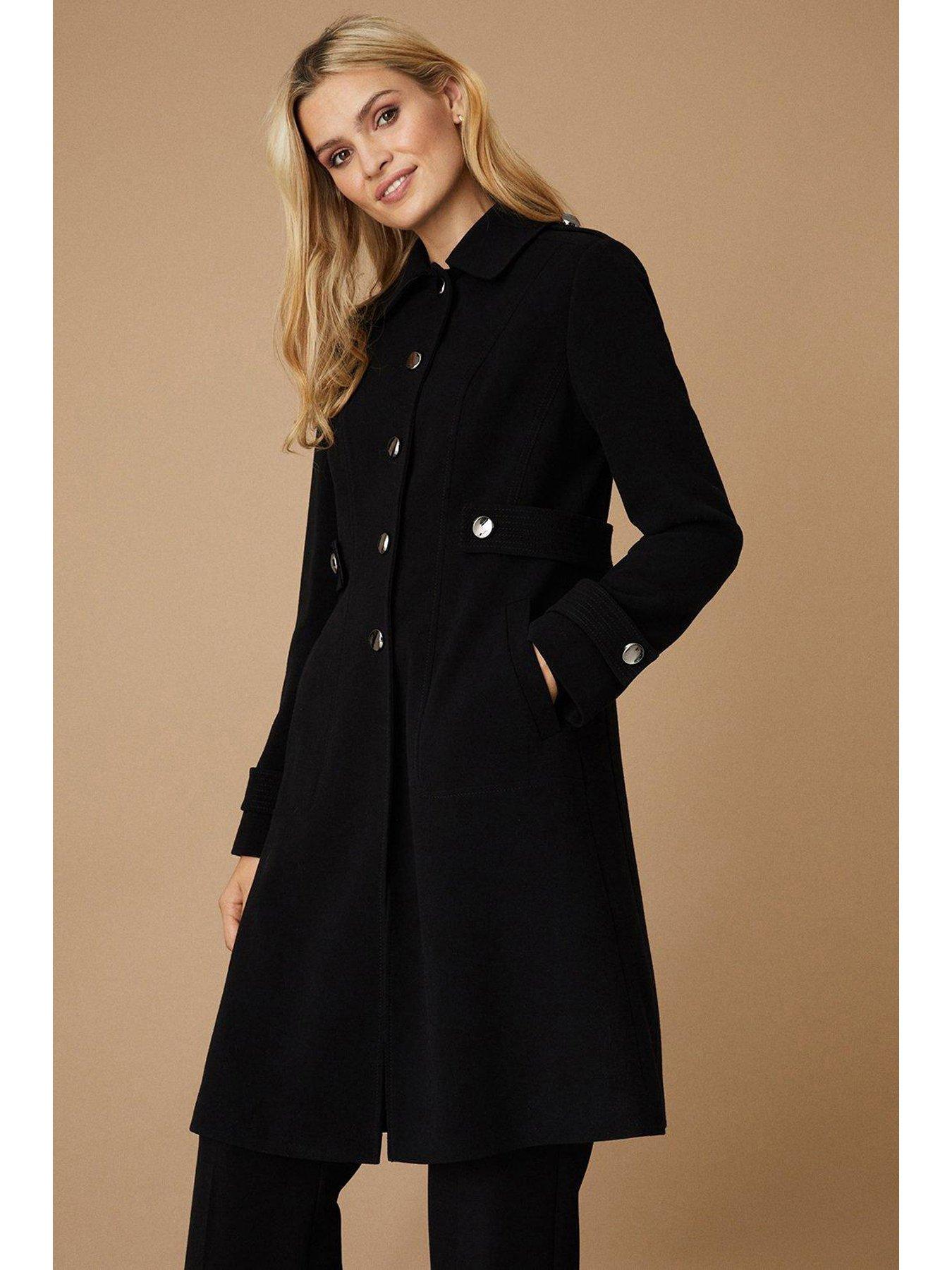 Wallis petite black funnel cheap neck coat