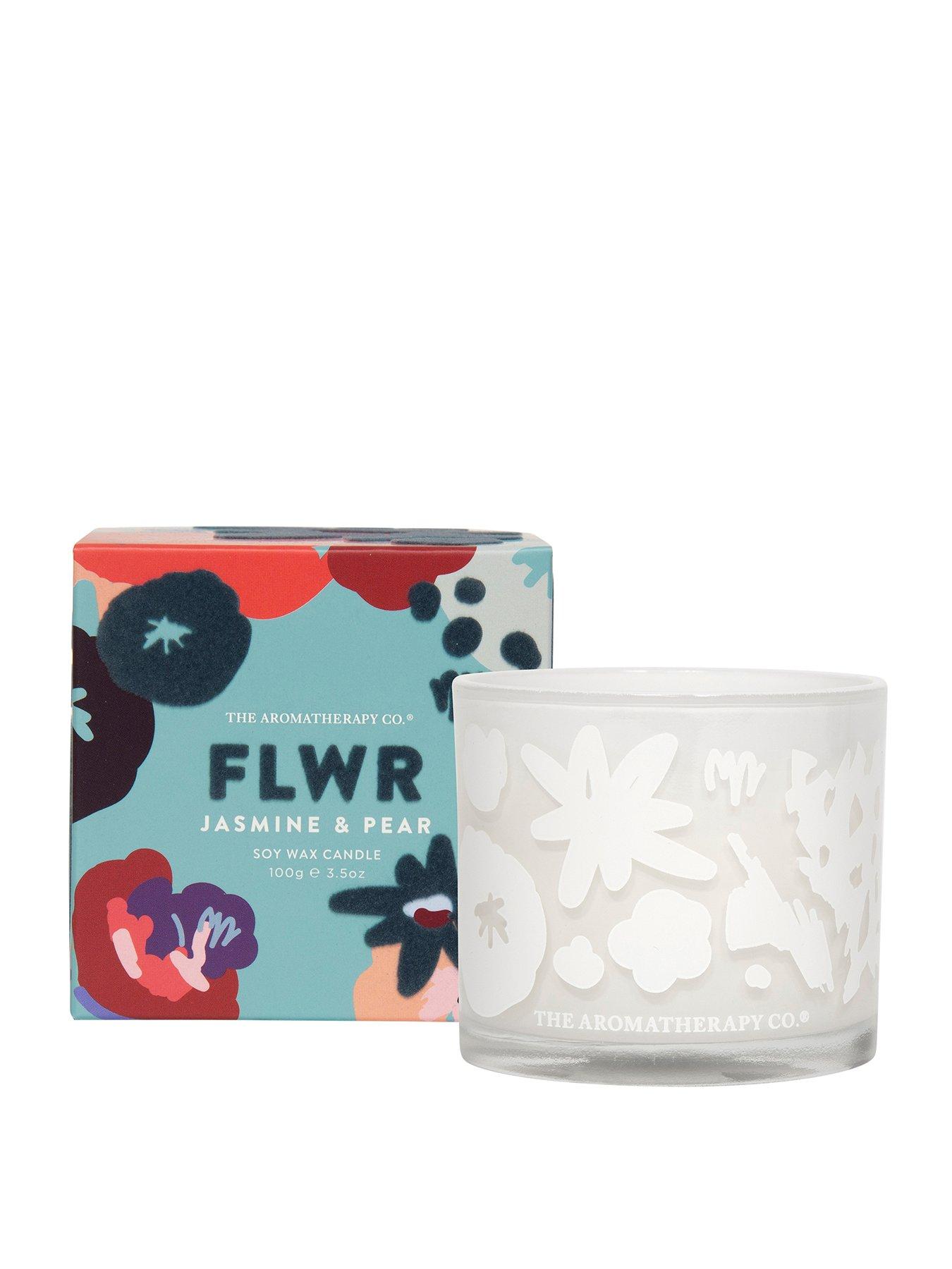 Product photograph of The Aromatherapy Co Flwr Soy Wax Candle - Jasmine Amp Pear from very.co.uk