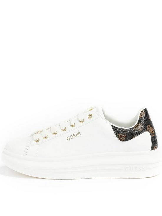 Guess Vibo Trainer - White/Brown/Ochre | very.co.uk