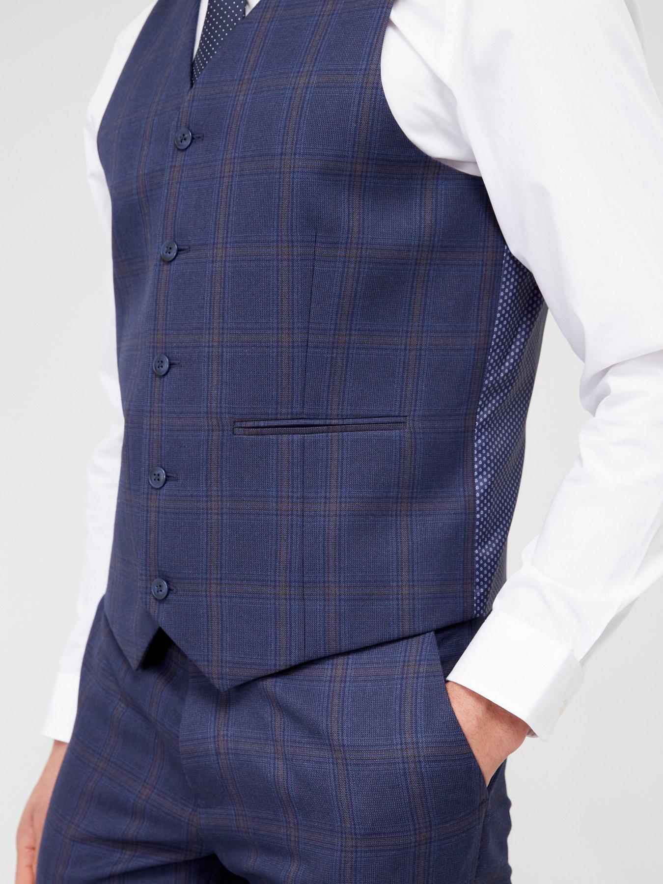 Image 4 of 4 of Very Man Check Waistcoat - Navy