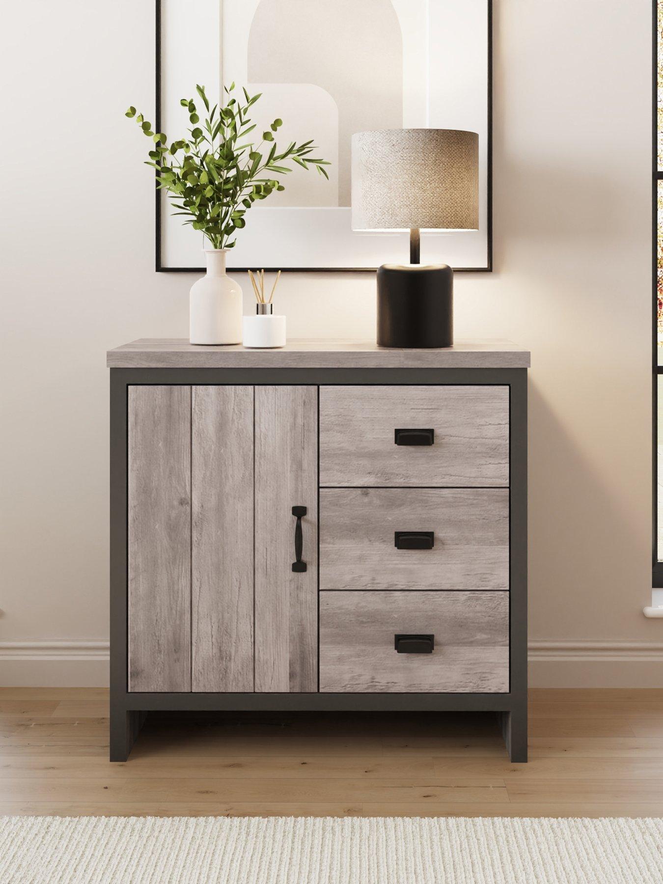 GFW Boston 3 Drawer Sideboard Metal Grey - Image 9