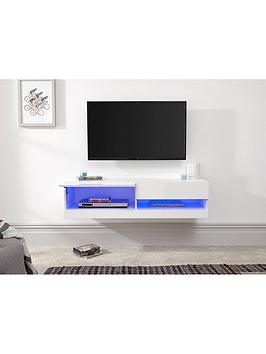 Product photograph of Gfw Galicia 120 Cm Floating Wall Tv Unit With Led Lights - Fits Up To 55 Inch Tv - White from very.co.uk