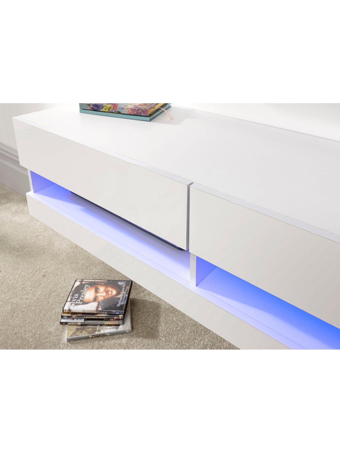Image 3 of 6 of GFW Galicia 120 cm Floating Wall TV Unit with LED Lights - fits up to 55 inch TV -&nbsp;White