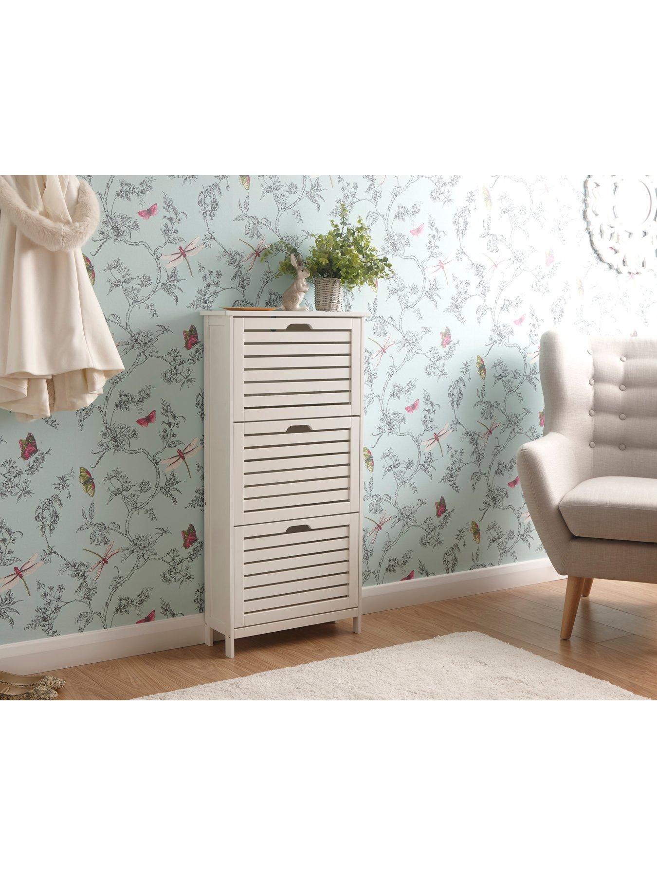 Product photograph of Gfw Bergen Three Tier Shoe Cabinet - White from very.co.uk