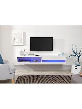 Product photograph of Gfw Galicia 180 Cm Floating Wall Tv Unit With Led Lights - Fits Up To 80 Inch Tv - White from very.co.uk