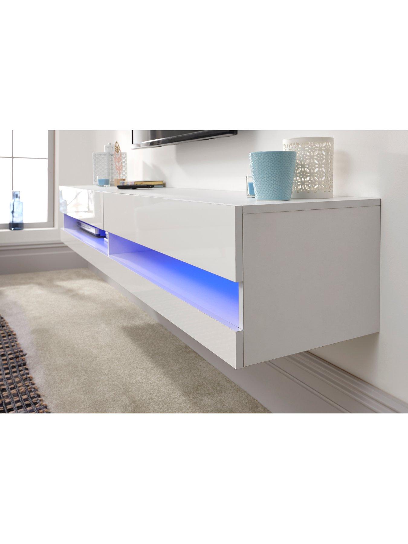 GFW Galicia 120cm Grey Wall TV Cabinet With LED Lighting