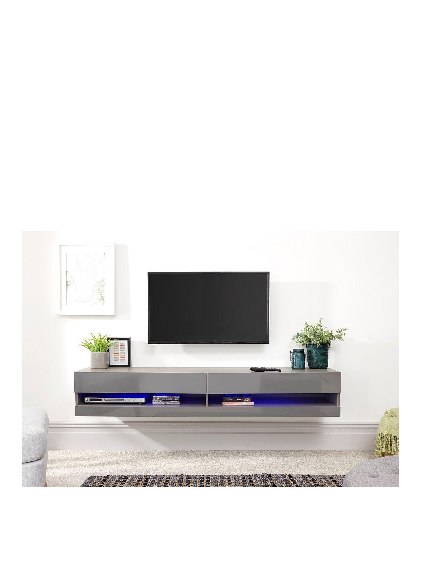 Image 2 of 6 of GFW Galicia 150 cm Floating Wall TV Unit with LED Lights - fits up to 65 inch TV -&nbsp;Grey
