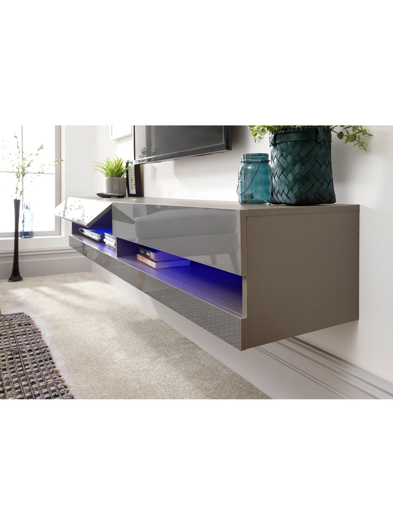 Image 4 of 6 of GFW Galicia 150 cm Floating Wall TV Unit with LED Lights - fits up to 65 inch TV -&nbsp;Grey