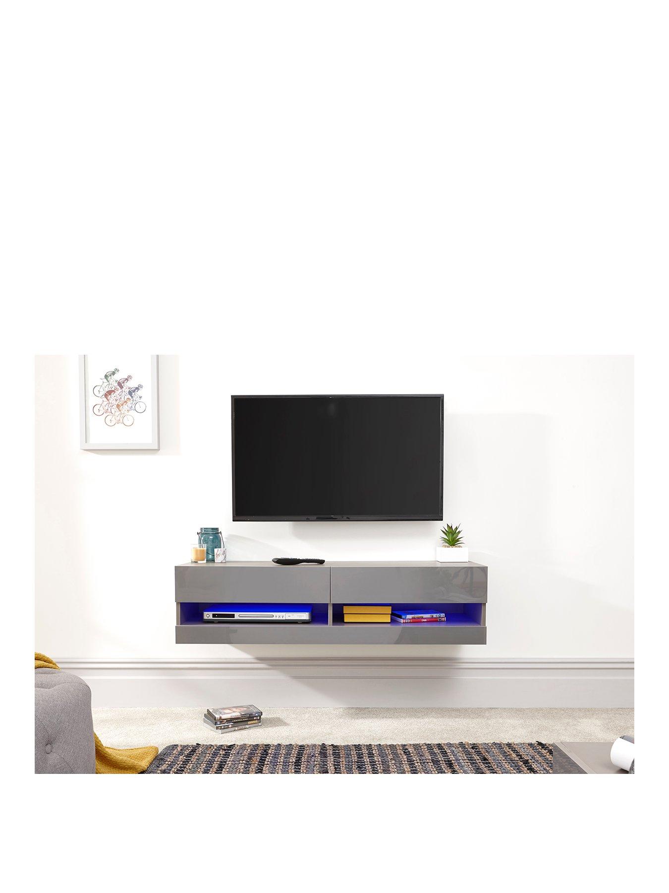 GFW Galicia 120 cm Floating Wall TV Unit with LED Lights fits up to